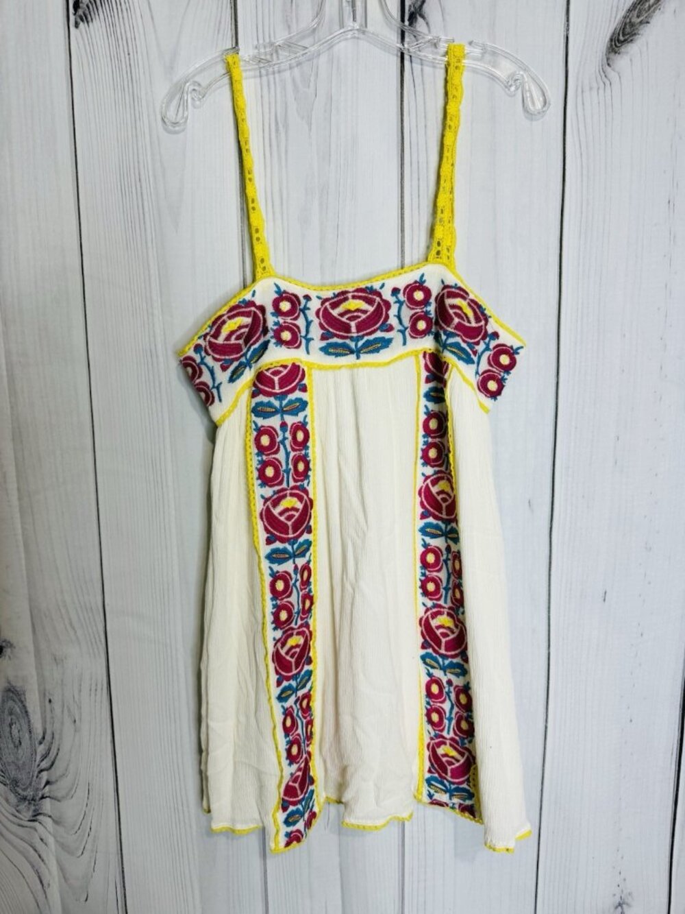 Smell the Roses Women Floral Tassel Babydoll Dress Sz L Sleeveless Corset Back